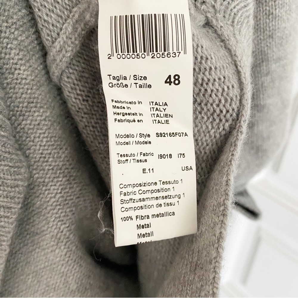 Peserico Gray (Grey) Cashmere Wool Silk Sweater Dress Tie Waist Size 48 IT - Picture 8 of 15